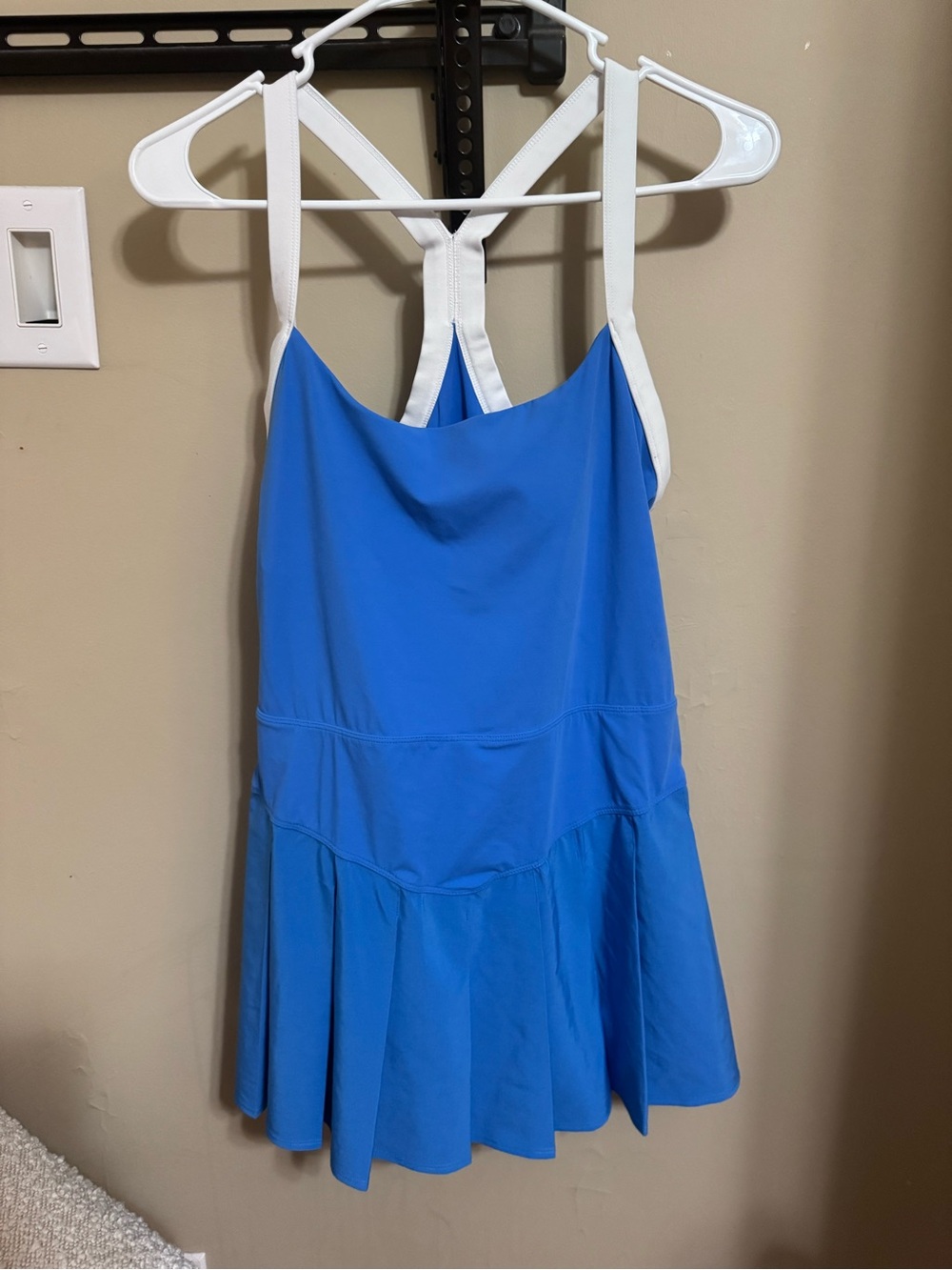 Blue Athletic Tennis Dress with White Straps